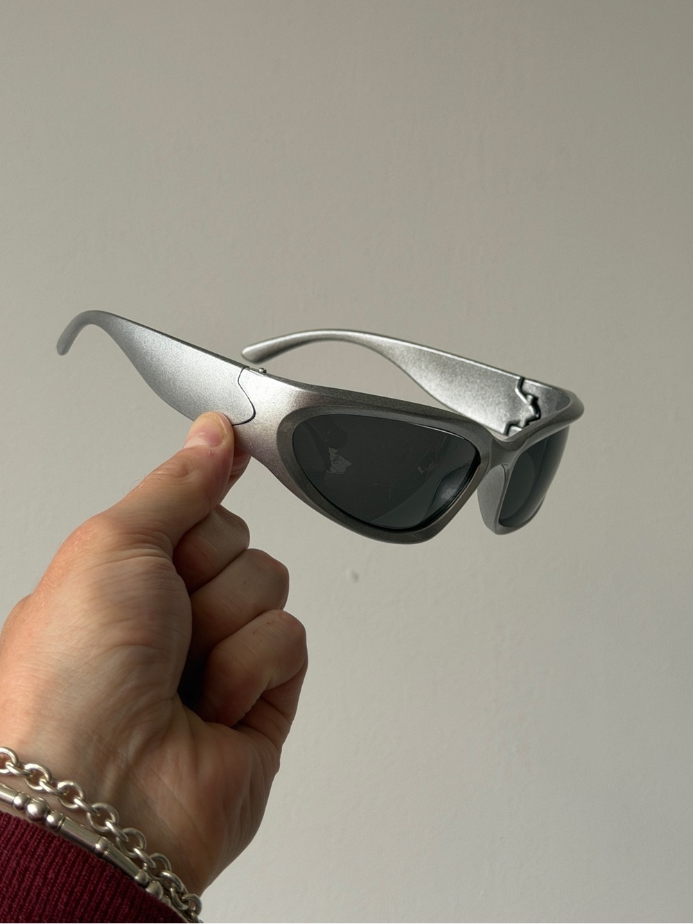 Silver Men's Wrap Sunglasses - Sleek Modern Style